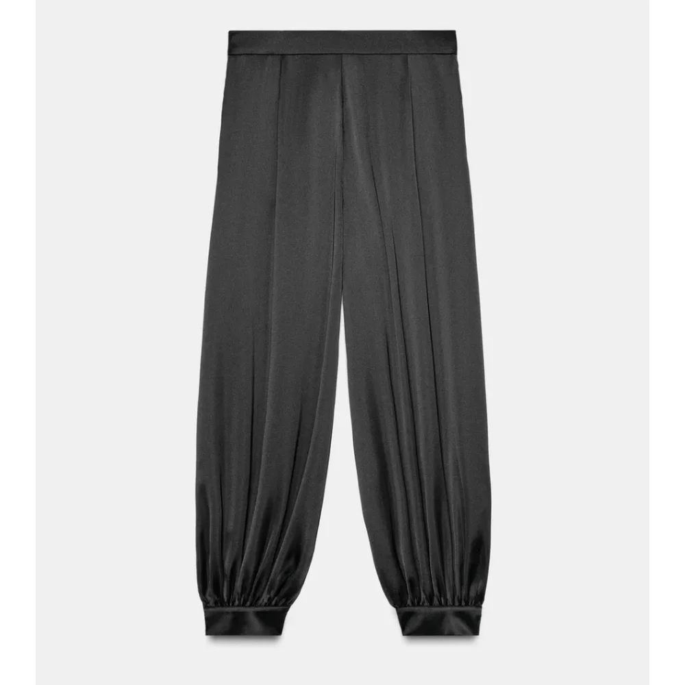 Zara BALLOON SATIN PANTS BLACK